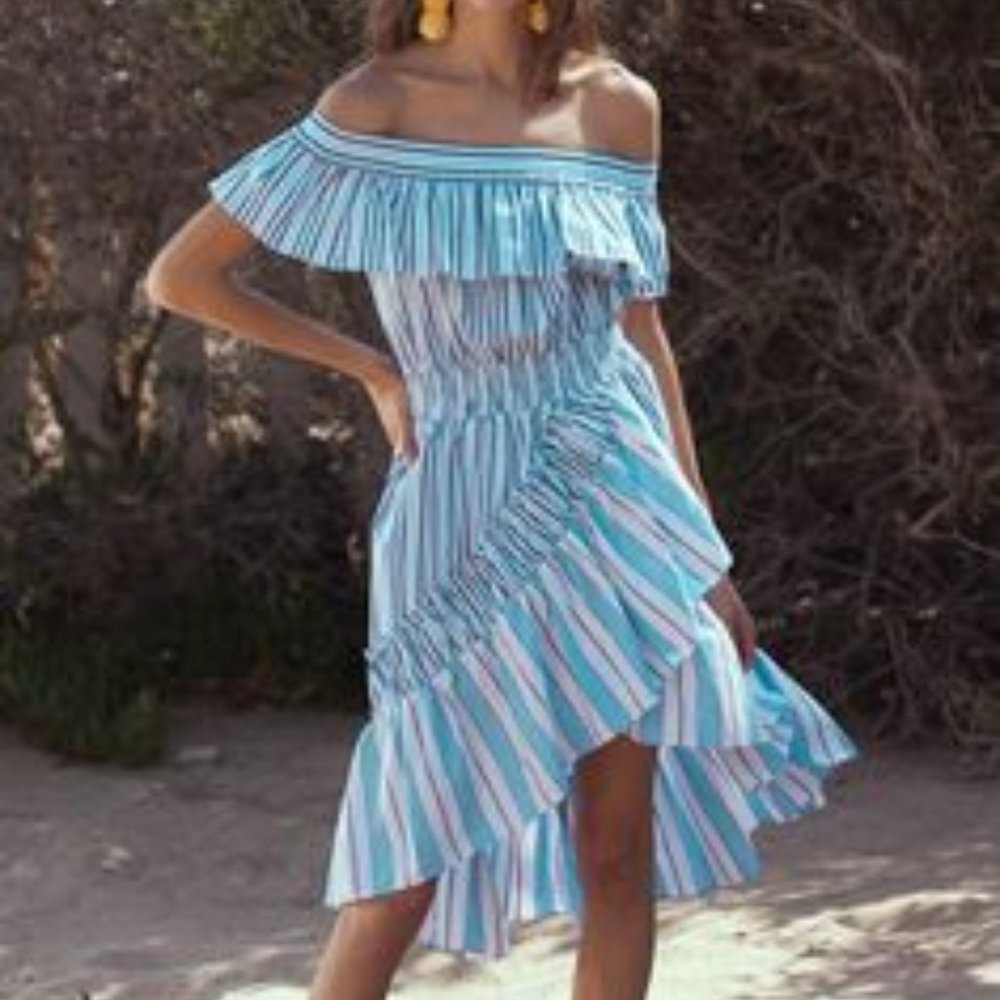 🔥Sales - MISA Los Angeles Marin Striped Dress Ruffles Size XS
